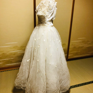 ❣️最終値引❣️a ウエディングドレス チュール 中古 材料用の画像
