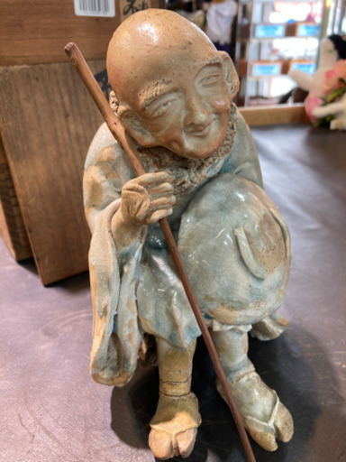 【店舗同時販売中】信楽　西行法師　置物　焼物　箱有　昭和9年の記入有　問合わせ番号：112-042365-002
