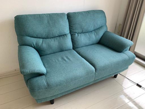 2人掛けソファ　ターコイズブルー