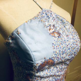 ❣️最終値引❣️ｍ 水色オーガンジードレス 中古 材料用の画像