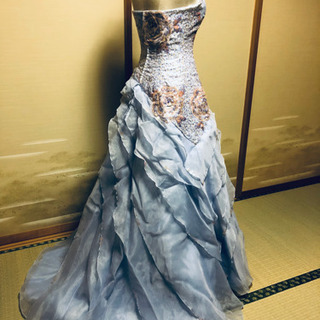 ❣️最終値引❣️ｍ 水色オーガンジードレス 中古 材料用の画像