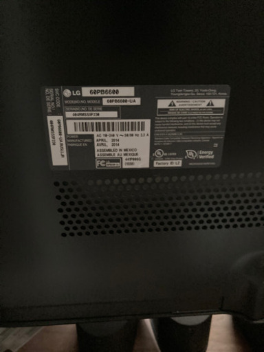 60インチ プラズマテレビ LG 60PB6600 値下げしました