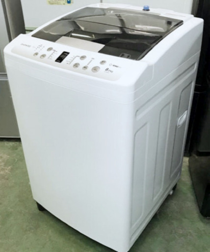 (送料無料) 2018年製 美品 8kg 洗濯機 布団洗濯可 1年半使用 ワイド洗濯槽 ①