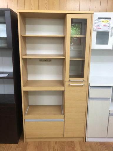 【リサイクルサービス八光　田上店　配達・設置OK】ナチュラル木目　スリムタイプ食器棚