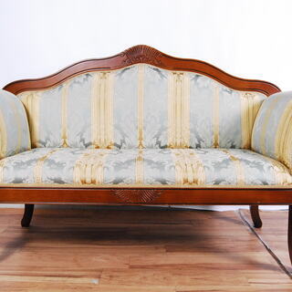 2679 アンティーク 二人掛け ソファ ロココ調 猫脚 木製フレーム 幅