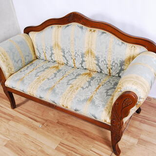 2679 アンティーク 二人掛け ソファ ロココ調 猫脚 木製フレーム 幅