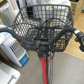 27インチ シティサイクル 6段変速 赤 前後カゴ付き オートライト