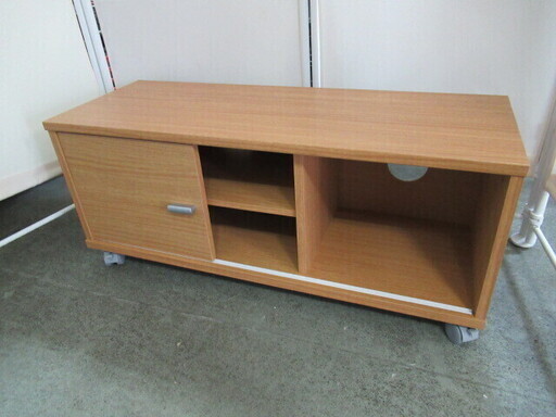 J1329/テレビ台/テレビボード/スライド扉/キャスター付き/ナチュラル/木目/中古品/