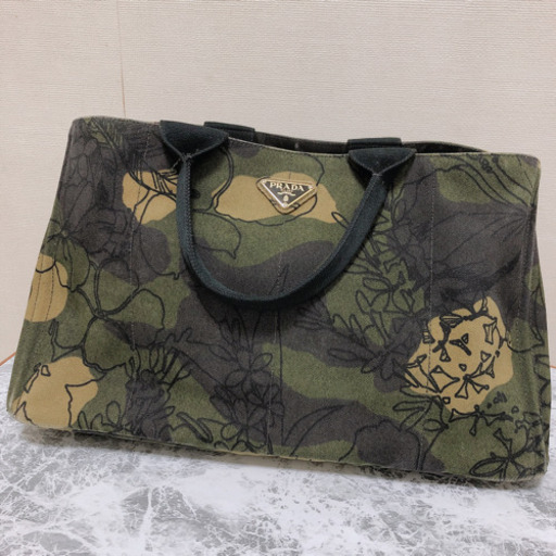 稀少 正規品 PRADA カナパ トートバッグ 花柄フローラル 迷彩柄