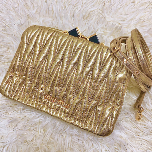 正規品 ミュウミュウ マテラッセ がまぐち レザーショルダーバッグ