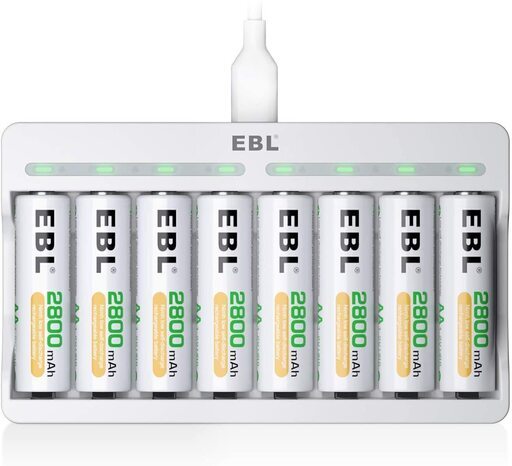 EBL 単3形充電池充電器セット 8スロット充電器+単3電池