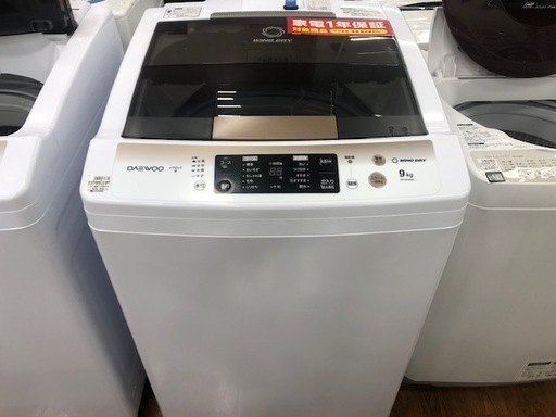 安心の1年間保証付　未使用品　Daewoo　簡易乾燥機能付洗濯機　9.0kg　2019年製【トレファク所沢店】