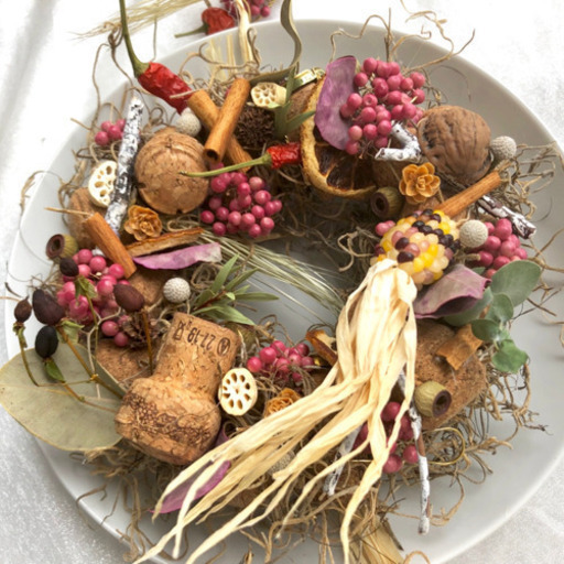 受注制作コルクとベリーのナチュラルリース