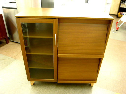 ミドルレンジボード 食器棚 キャビネット レンジ台 幅９０㎝ ブラウン 西岡店