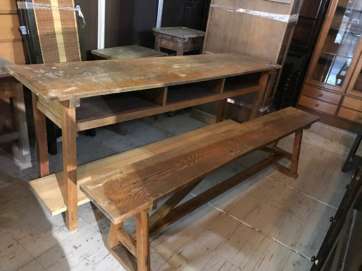 JF00617 長椅子とテーブルセット 古家具 レトロ