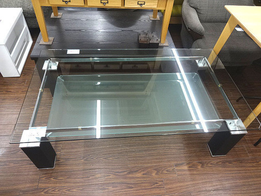 札幌 引き取り ニトリ ガラステーブル/センターテーブル 大きめ 棚付き 座卓 ローテーブル