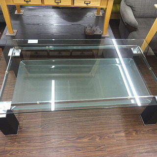 札幌 引き取り ニトリ ガラステーブル/センターテーブル 大きめ 棚付き