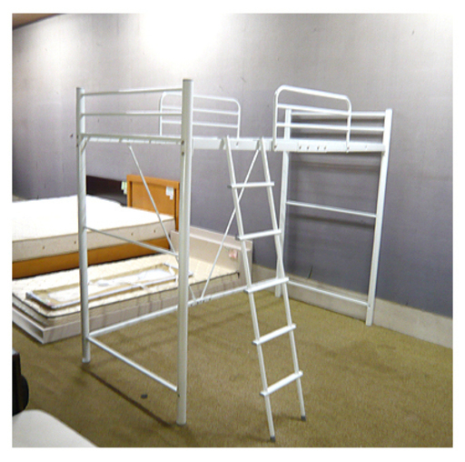 札幌【パイプフレーム ハイベッド】床面高144.5cm 分解＆組立て可能 ホワイト 白 ハイベット ロフトベッド ロフトベット シングルベッドサイズ 本郷通店