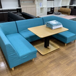 HIKARI ソファーダイニング4点セット　ブルー　替えカバー付き　売場展開中！！！