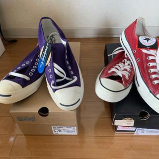 【未使用2点セット】コンバース スニーカー　レッド(27)&パープル(26.5)の画像