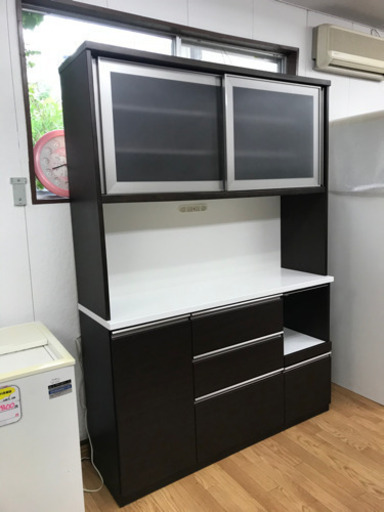 【リサイクルサービス八光　田上店　配達・設置OK】大型ダークブラウン&ホワイト　食器棚