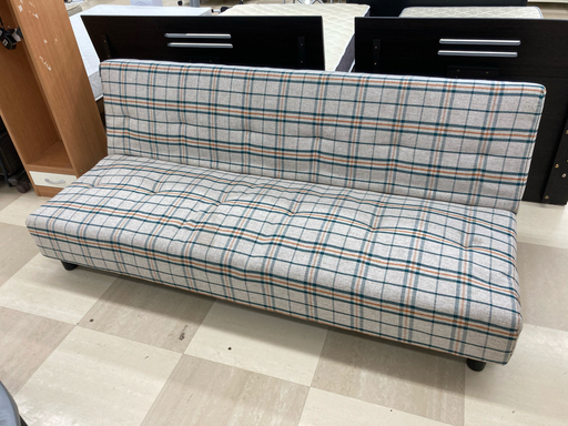 ソファーベッド　チェック柄