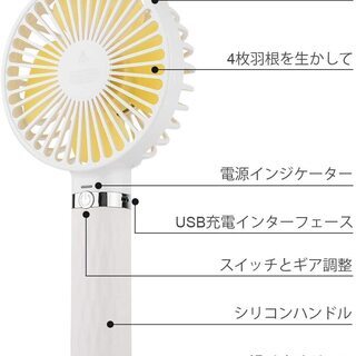 Naone 携帯扇風機 手充電式 USB扇風機 3段風量調節 大容量 の画像