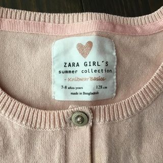 女児 ＺＡＲＡ カーディガン ピンク 128cmの画像
