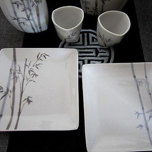 ほろ酔いセット/徳利・お猪口・取り皿・多用カップ 水墨画竹林柄 誕生日・記念日・お正月等々 ほろ酔いセット/徳利・お猪口・取り皿・多用カップ 水墨画竹林柄 父の