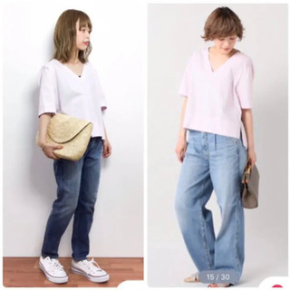 SLOBE IENA タイプライター 5分袖 Vネック シャツの画像