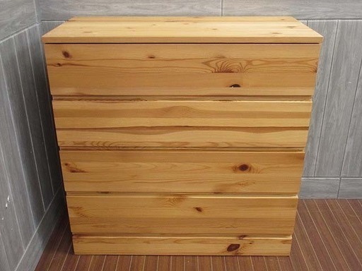 ss1325　無印良品　チェスト　4段　ナチュラル　引出4杯　良品計画　MUJI　パイン材　木目　幅83cm　タンス　たんす　箪笥　収納　洋服　衣類　収納家具