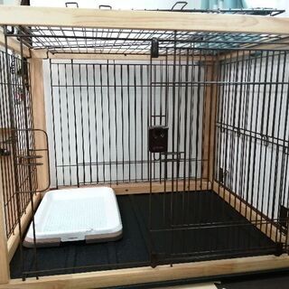 【取引中です】Richell 木製 犬用ケージ スライドドア 屋...