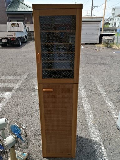 G-241 収納キャビネット★キッチン収納★収納家具★木製★ガラス戸【中古美品】