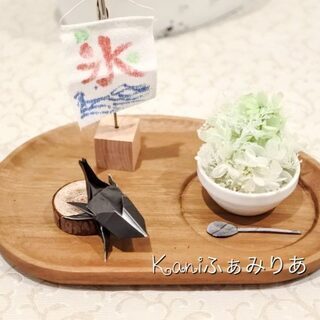 夏♥季節のプレートアレンジ♥しゃりしゃりかき氷♥氷屋さん旗♥昆虫折り紙♥の画像