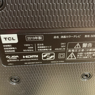 TCL 32型 32D400 ハイビジョン 液晶テレビ 32インチ 3波対応 Wチューナー HDMI ARC対応 2019年製の画像