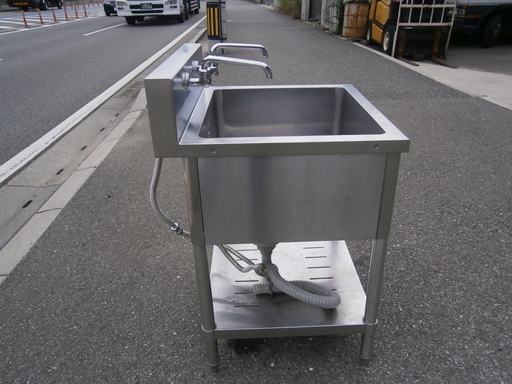 ★中古品 タニコー 1層式シンク 横600×奥600×高800mm 蛇口二個ついてます★