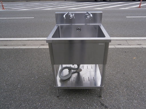 ★中古品 タニコー 1層式シンク 横600×奥600×高800mm 蛇口二個ついてます★