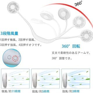 【2020最新改良版】 Hakucho 携帯扇風機 首かけ扇風機 2000mAhの画像