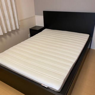 IKEA MALM ダブルベッド HAMARVIKマットレスセット