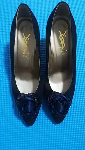 新品・未使用　イヴサンローラン靴 紺色 サイズ：23cm 化粧箱付き
