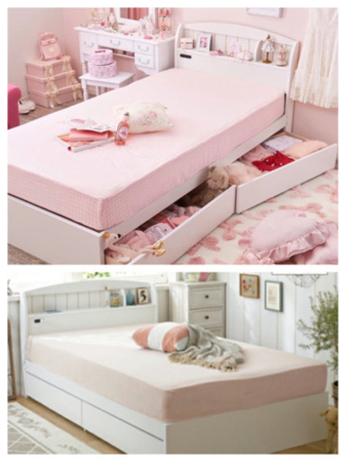 生活雑貨 大量収納 シングルベッド ホワイト フレームのみ