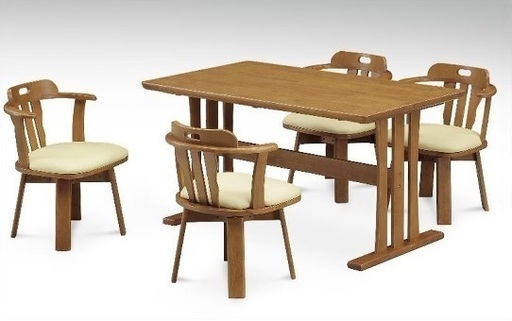 新品　食卓4人用セット（イスは回転イス）