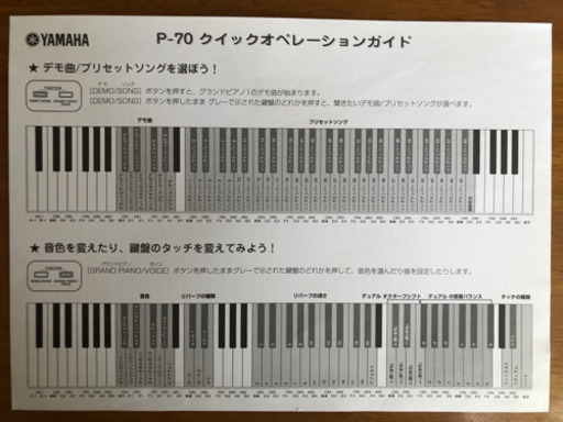 YAMAHA 電子ピアノ　P-70