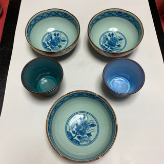 有田焼「聖山窯」小鉢&湯呑み「龍鳥」の画像