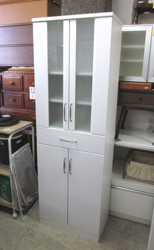 スリム食器棚 木製 白/ホワイト 観音開き ☆ PayPay(ペイペイ)決済可能 ☆ 札幌市 中央区 南12条