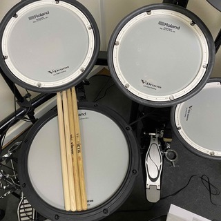 中古：Roland TD-17KVX-S ハイハットスタンド付き5点セット 電子ドラムセット＆Roland PM-03 電子ドラム用 パーソナルモニター 接続用ミニステレオケーブルセット＆YAMAHA ドラムマット DM1314の画像