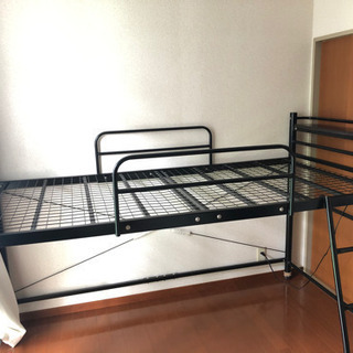 宮付き ロフトベッド ブラックの画像
