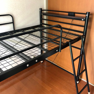 宮付き ロフトベッド ブラックの画像