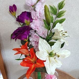 仏花  百合とデルフィニウム