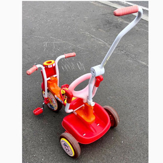 🌈アンパンマン‼️🌈乗用玩具　幼児用三輪車　補助棒あり🚚無料配送🚚の画像